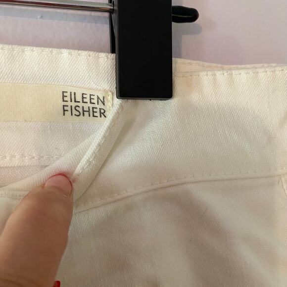 Eileen Fisher White Jeans Pants Mid Rise Skinny Tapered Straight Women's size 8 - Picture 2 of 13